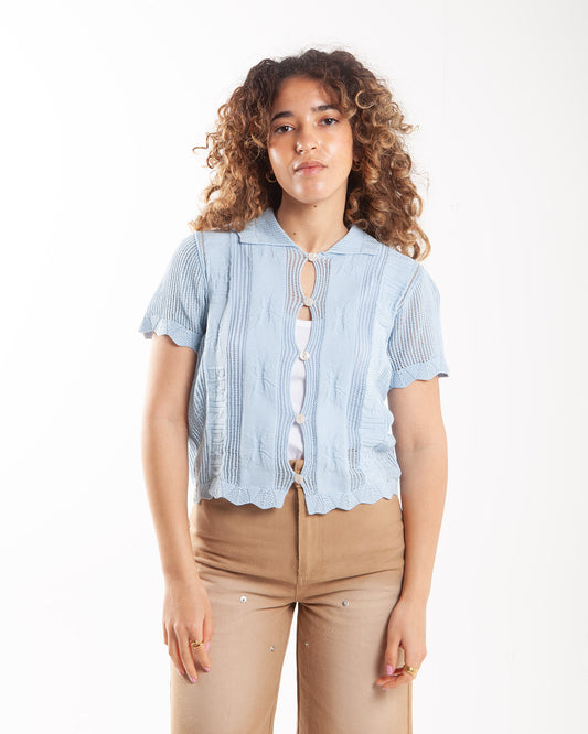 Brain Dead Translucent Doily Top Light Blue