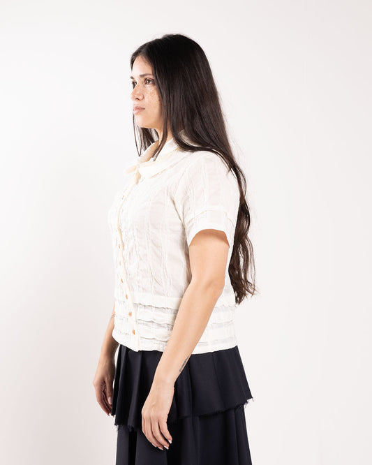 Brain Dead Twisted Seersucker Button Up Shirt Cream