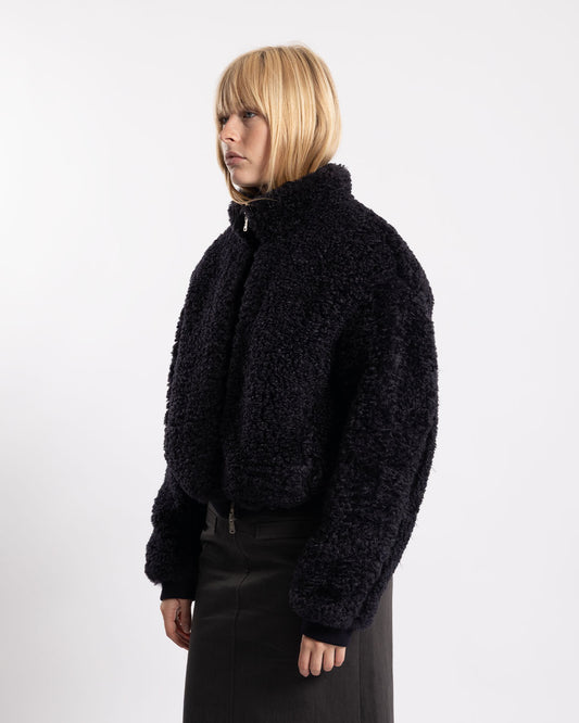 COOR Curly Fake Fur Jumper Navy