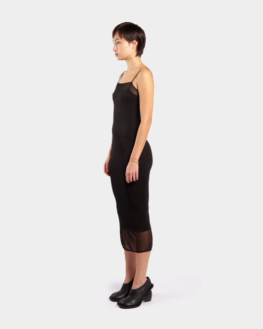 Calvin Klein Sheer and Matt Slip Dress Black