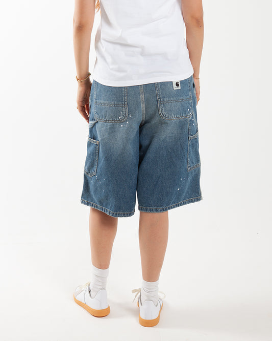 Carhartt WIP W' Nixon Double Knee Short Blue Destroy Wash/Splatter