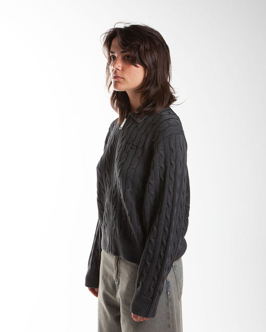 Carhartt WIP W' Carter Sweater Jacket Black Garment Dyed