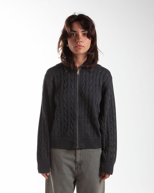 Carhartt WIP W' Carter Sweater Jacket Black Garment Dyed