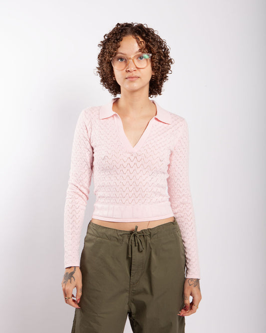 Daily Paper Ada Knit LS Polo Ice Pink