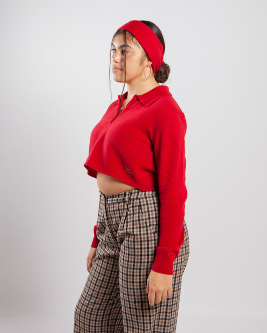 Daniëlle Cathari x Woolrich Cropped Knit Polo Set Dark Red