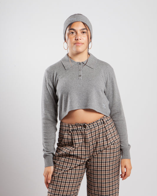 Daniëlle Cathari x Woolrich Cropped Knit Polo Set Grey Melange