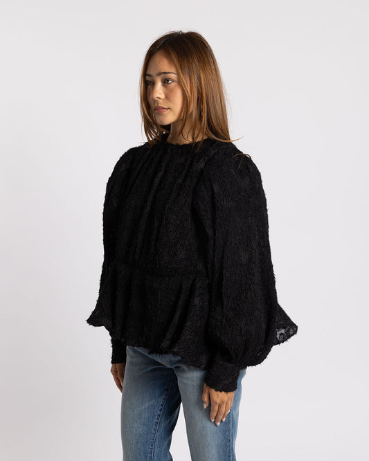 Ganni Blouse Fil Coupe Black
