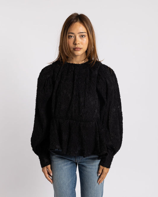 Ganni Blouse Fil Coupe Black