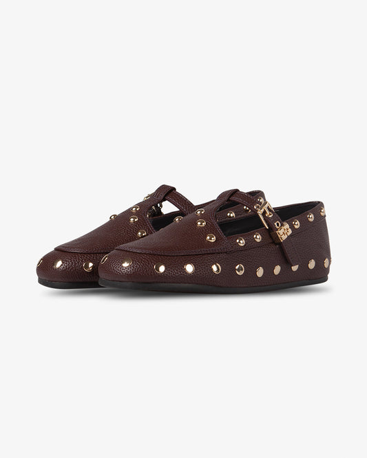 Ganni Mary Jenny Studs Grained Chicory Coffee