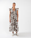 Ganni Printed Stretch Cotton Angel Long Dress Egret White