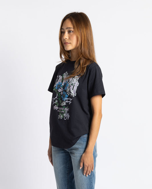 Ganni Relaxed T-Shirt Flower Print Phantom
