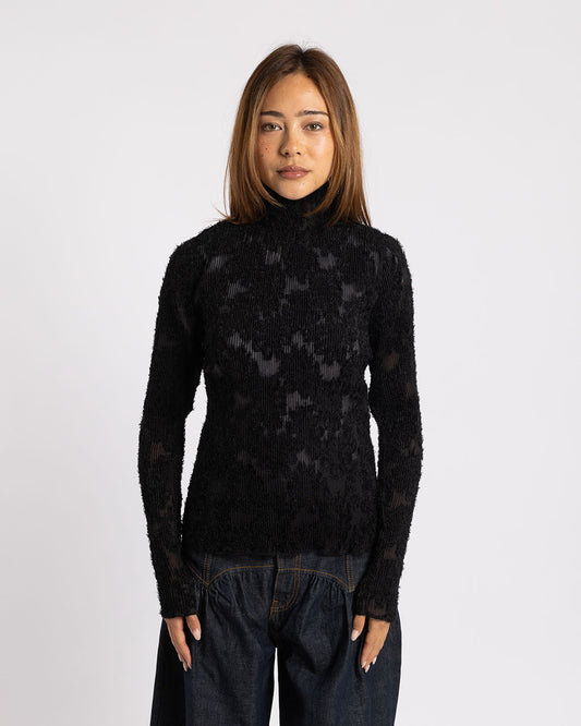Ganni Turtleneck Fil Coupe Black