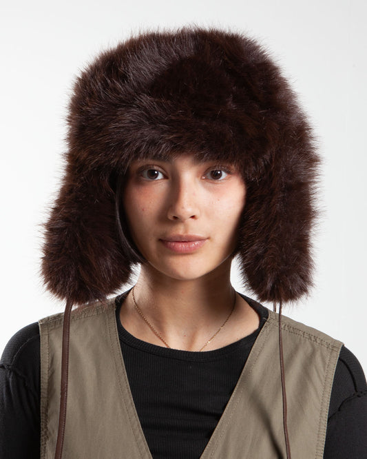 Holzweiler Furry Trapper Hat Dark Brown