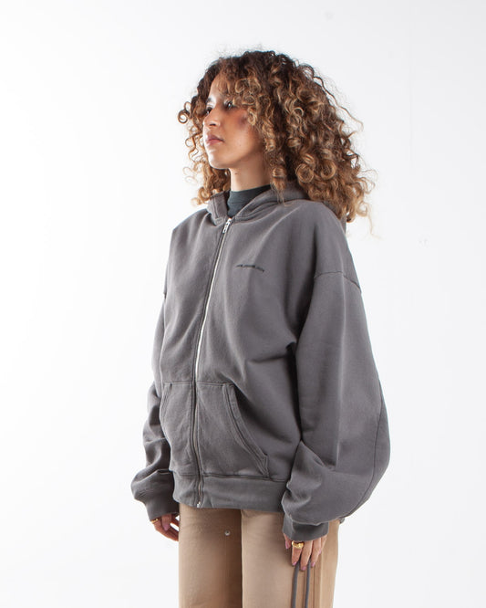 Holzweiler Omen Flora Zip Hoodie Grey