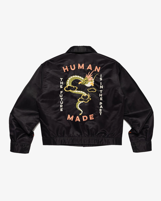 Human Made Military Jacket, Black, flat lay, back side