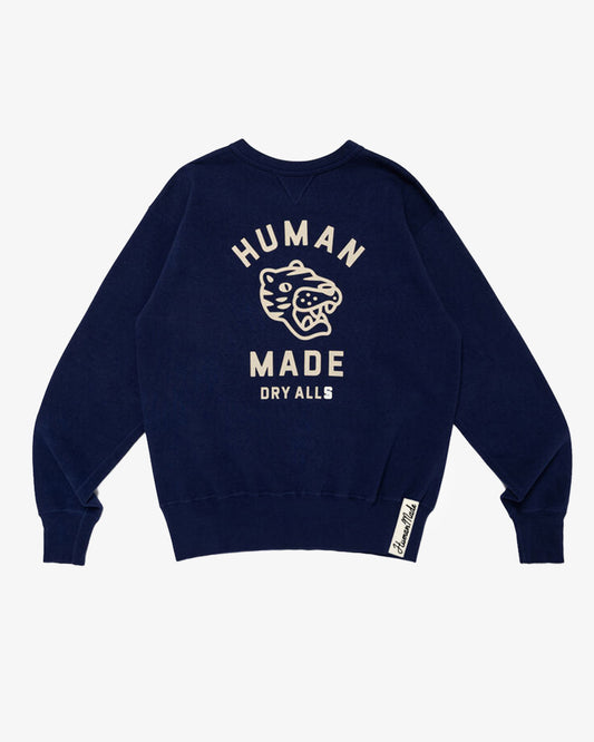 Human Made Tsuriami Sweatshirt Navy, flat lay, front side