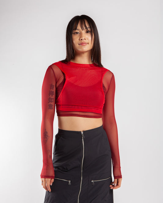 Jordan x Teyana Taylor W LS Mesh Top Red