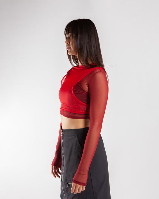 Jordan x Teyana Taylor W LS Mesh Top Red