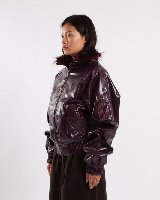 Jordan x Mowalola Leather Jacket Night Maroon