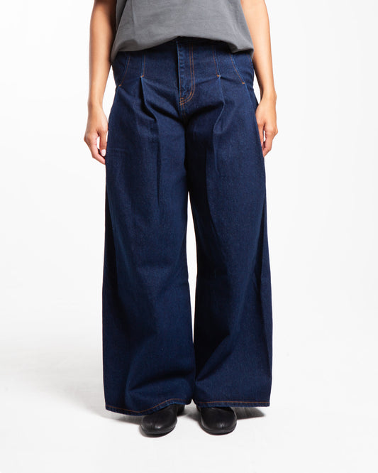 Kijun Curved Seam Wide Jeans Indigo