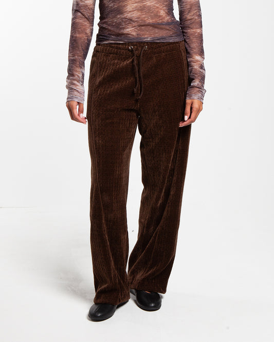 Kijun Line Velour Pants Dark Brown