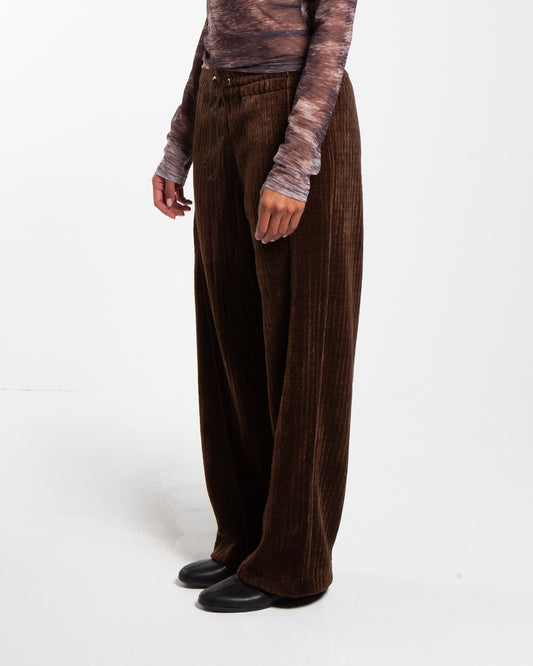 Kijun Line Velour Pants Dark Brown
