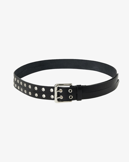 Kijun Leather Stud Belt Black