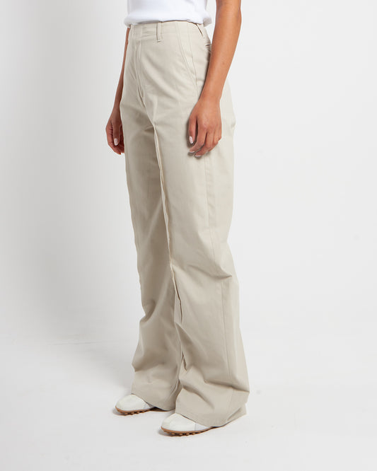 MM6 Maison Margiela Light Cotton Twill Wide-Leg Trouser Ecru