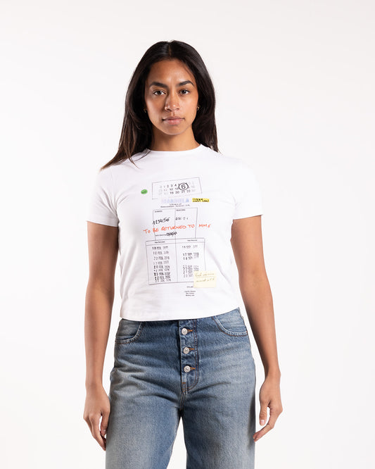 MM6 Maison Margiela Print Cropped Tee White