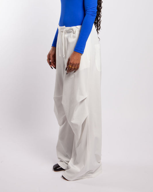 MM6 Maison Margiela Wide-Leg Twill Trousers Off-White