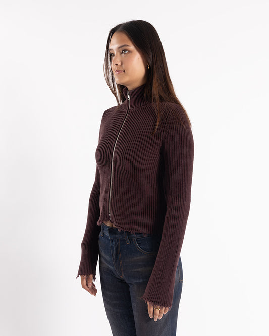 MM6 Maison Margiela Zip Up Cardigan Ciocolat
