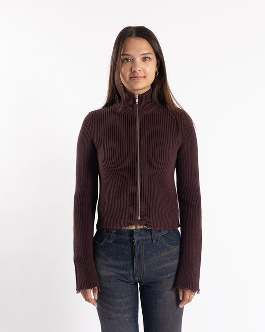 MM6 Maison Margiela Zip Up Cardigan Ciocolat