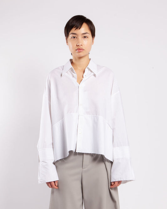 MM6 by Maison Margiela Wide Sleeved Stripy Poplin Shirt White