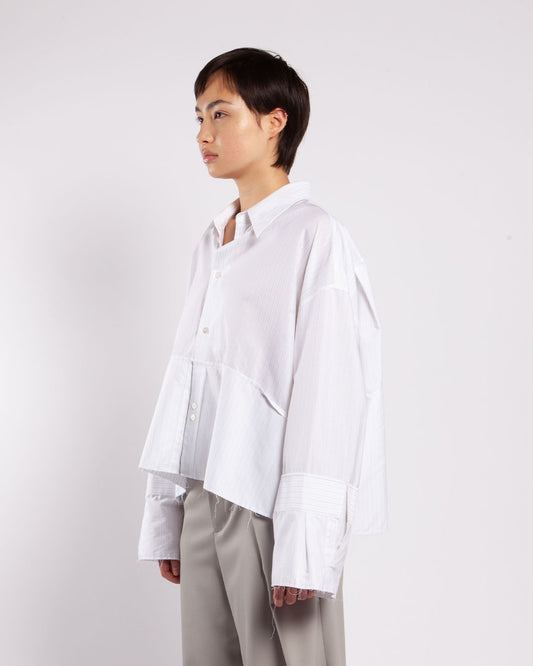 MM6 by Maison Margiela Wide Sleeved Stripy Poplin Shirt White
