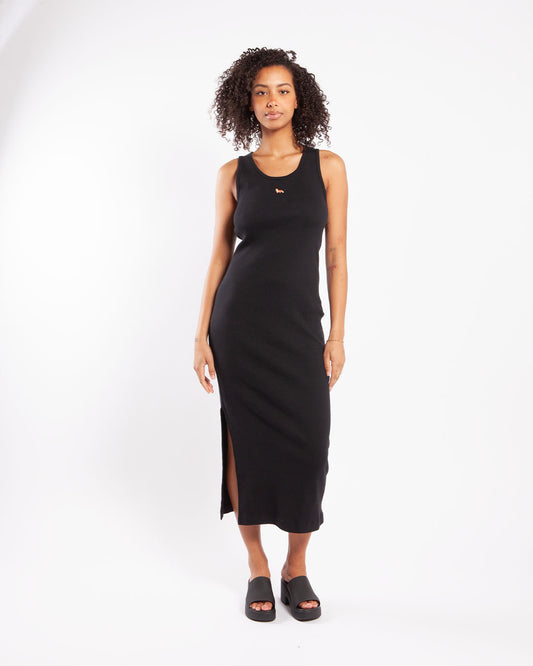 Maison Kitsuné Baby Fox Ribbed Tank Dress Black