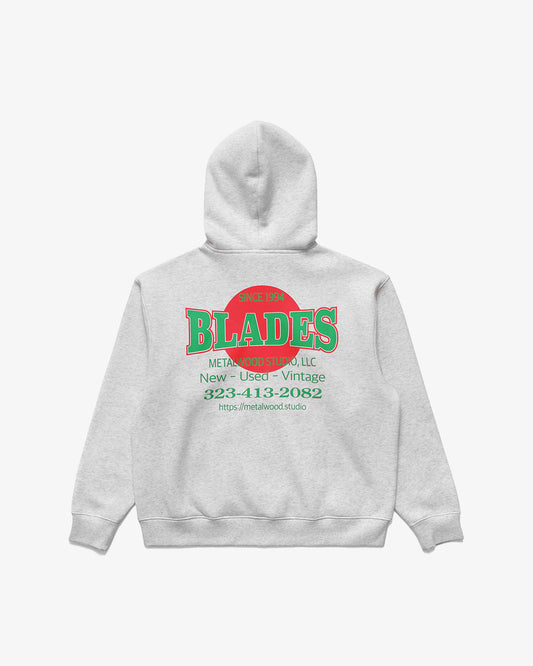 Metalwood Blades Gym Zip Hooded Sweatshirt Heather Grey