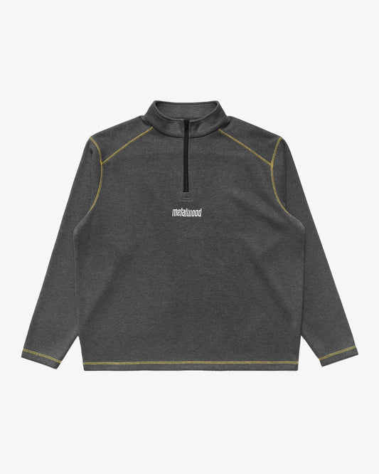 Metalwood Contrast Stitch 1/4 Zip Pullover Grey