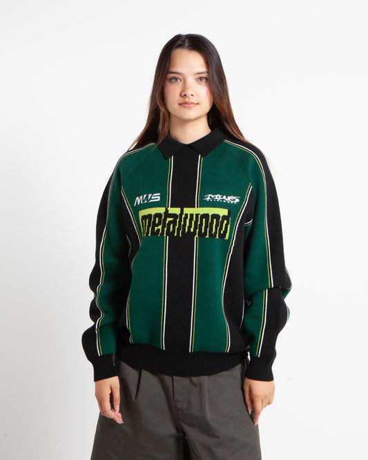 Metalwood Studio Knit Football Top Green