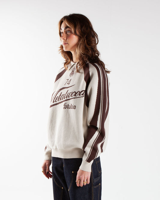 Metalwood Studio Knit Football Top Cream
