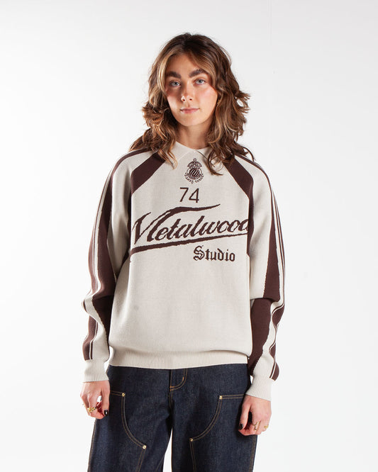 Metalwood Studio Knit Football Top Cream