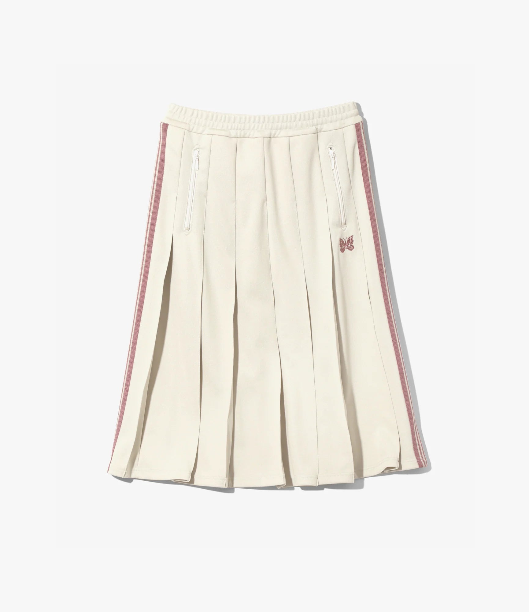 Needles Pleated Track Skirt - Poly Smooth Ivory Needles Pleated Track Skirt - Poly Smooth Ivory