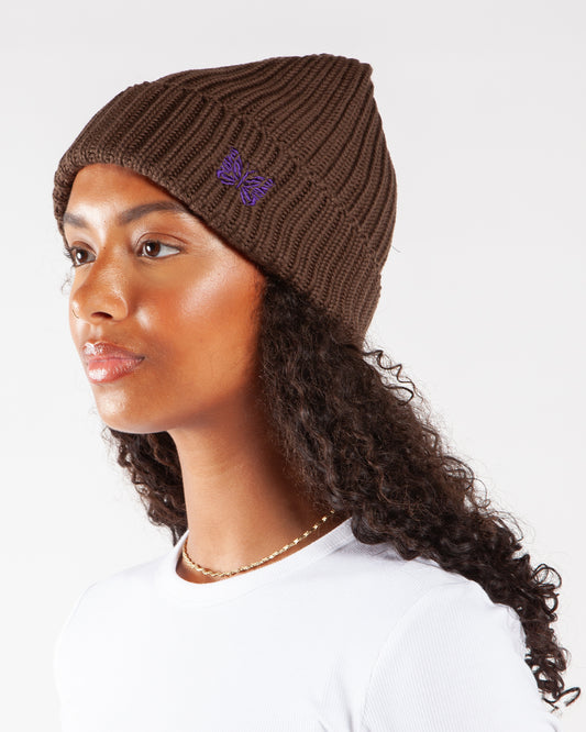 Needles Watch Cap Merino Wool Brown
