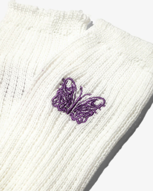 Needles x Kae Tanaka Loose Socks KT Papillon Emb. Off White