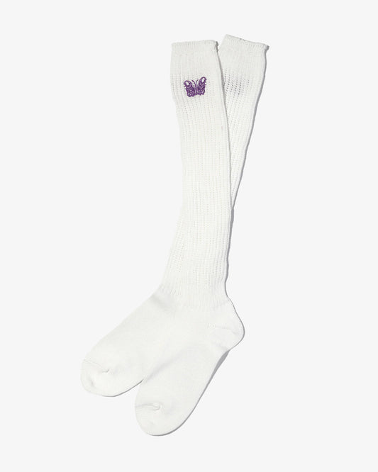 Needles x Kae Tanaka Loose Socks KT Papillon Emb. Off White