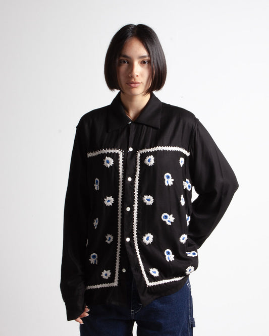 Nomarhythm Textile Bandana Hand Embroidery Shirt Black