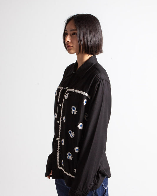 Nomarhythm Textile Bandana Hand Embroidery Shirt Black