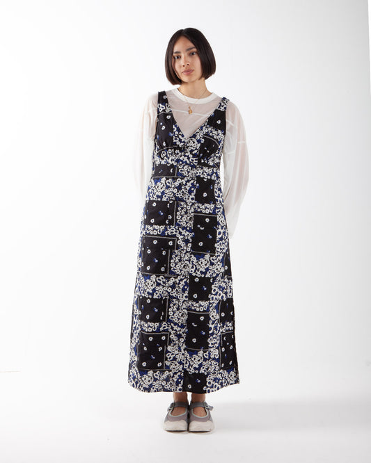Nomarhythm Textile DYG Patchwork Slip Dress Black White