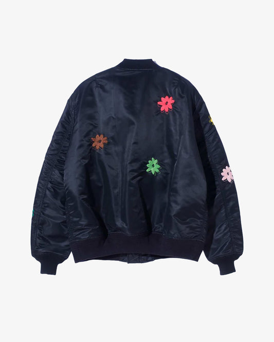 Nomarhythm Textile Flower Embroidery Flight Jacket Black/Mix