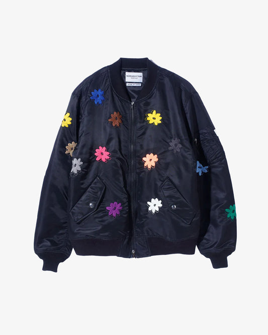 Nomarhythm Textile Flower Embroidery Flight Jacket Black/Mix
