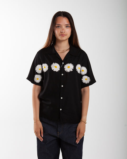 Nomarhythm Textile Flower Embroidery Shirt Black